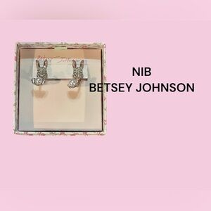 Betsey Johnson Silver Rabbit Earrings